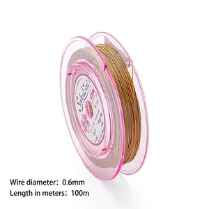 Golden 0.6mm nylon coated stainless steel wire 100m spool for jewelry DIY making