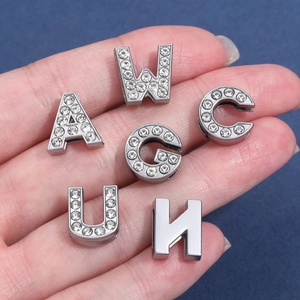 Alphabet-Anhänger aus Silberlegierung mit Strasssteinen für DIY-Armbänder