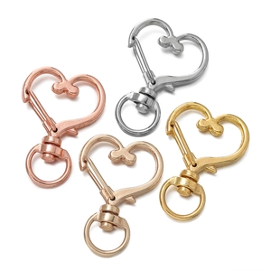 Set of heart-shaped lobster clasps in four metallic colors for DIY jewelry making