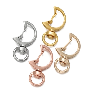 Detailed view of four-color moon-shaped metal lobster clasps for DIY keychains