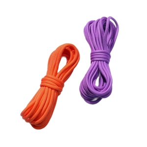 Durable 5mm braided nylon paracord in orange and purple for DIY craft and outdoor use