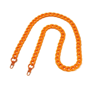 Matte orange acrylic thick chain strap for handbags with dual snap ring clasps