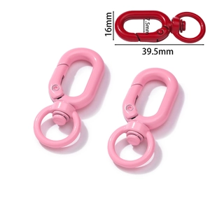 Detailed dimensions of 39.5mm red and pink swivel lobster clasps for DIY jewelry making