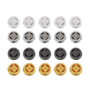 Perles d'espacement boussole en alliage de quatre couleurs pour création de bijoux