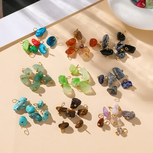 Variety pack of mini natural stone pendants with gold loops for DIY jewelry making