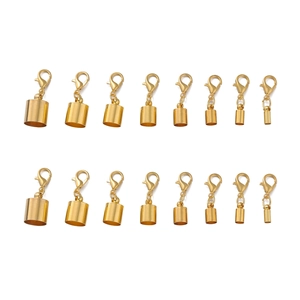 Golden lobster clasps with end caps in eight various sizes for DIY jewelry making