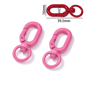 Detailed size chart for red and pink lobster clasps measuring 39.5mm by 16mm