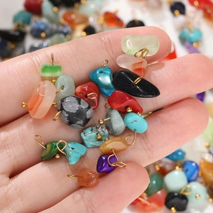 Polished natural raw stone pendants in various colors for DIY jewelry making
