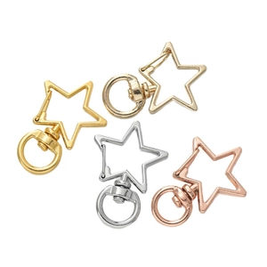 Star shaped swivel lobster clasps in gold silver and rose gold for DIY keychain making