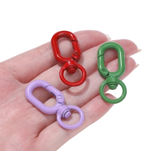 Colorful alloy lobster clasp keychain hooks in red, purple, and green for DIY accessories