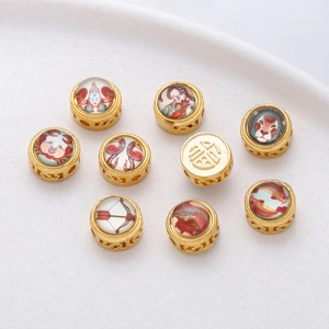 Set mit 9 goldenen Sternzeichen-Anhängern mit geometrischen Mustern für DIY-Schmuck