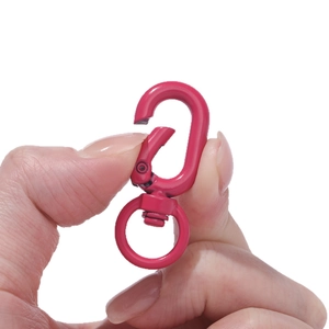 Pink matte alloy lobster clasp with 360-degree swivel ring for keychains and bags