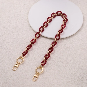 Deep red acrylic chain strap with gold metal rings and clasps for handbags replacement