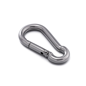 Polished 304 stainless steel pear-shaped carabiner with smooth spring gate mechanism
