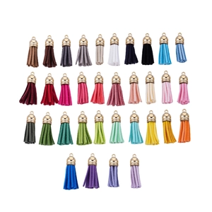 34-piece colorful 3.8cm CCB plastic mini tassels with golden metal caps for DIY jewelry making