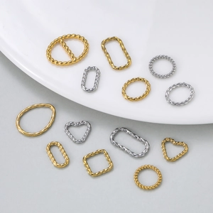Connecteurs en Acier Inoxydable 304 Motif Corde pour Bijoux DIY Cœur Rond Carré Géométrique Accessoires en Métal