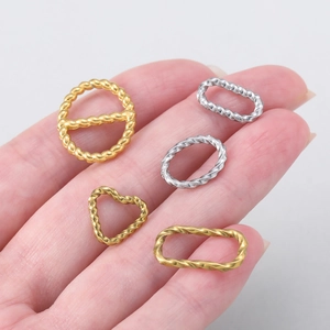 Anneaux de jonction torsadés en acier 304 or et argent pour création de bijoux