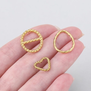 Anneaux dorés en acier inoxydable 304, ronds, ovales et cœurs pour la création de bijoux DIY