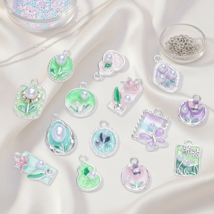 Pastel enamel butterfly and starfish alloy pendants with pearls for DIY jewelry making