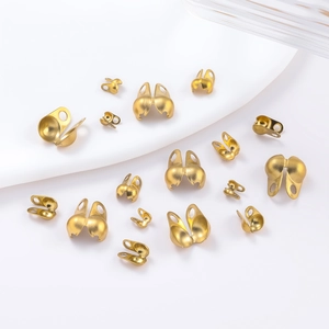 Protège-Fils en Acier Inoxydable Plaqué Or Calottes Fermoir de Finition Pliable pour Accessoires de Bijouterie DIY