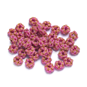 Handmade pink and gold braided silk loop beads for creative jewelry DIY weaving