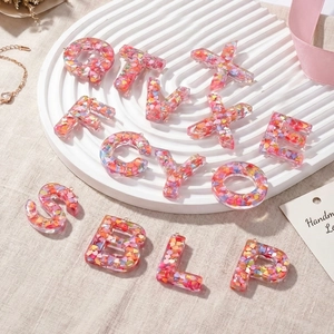 DIY Transparent Resin Letter Pendants Heart Shaped Sequins Glitter Alphabet Charms For Keychain Jewelry Making Accessories