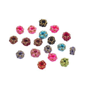 Handmade DIY colorful silk gold-wire woven ring beads for bracelet making
