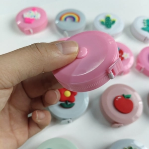 Mini retractable tape measure with cute 3D cartoon icons in various pastel colors