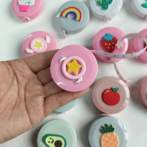 Portable mini retractable measuring tape with cute 3D cartoon fruit and star designs