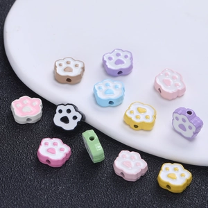 Colorful cat paw alloy charms with enamel finish for DIY jewelry and hair accessories