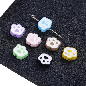 Colorful alloy cat paw charms with smooth enamel finish for DIY jewelry making