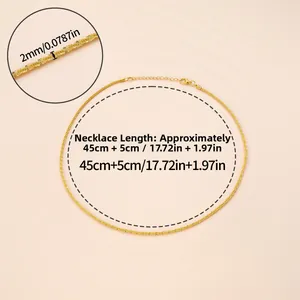 Collar de cadena de cuerda dorada de 2mm con longitud ajustable 45+5cm y mosquetón