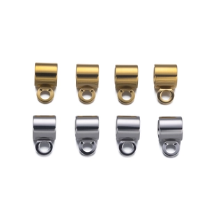 Polished stainless steel tube bails for jewelry making in gold and silver finish