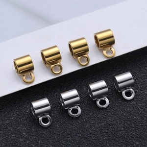 Polished stainless steel cord ends in gold and silver finish for DIY jewelry making