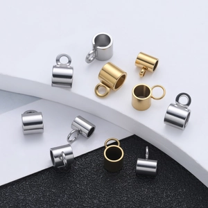 Polished stainless steel cylinder bail beads in gold and silver for DIY jewelry making