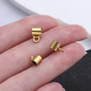 Golden stainless steel bail beads and end caps for DIY jewelry necklaces and bracelets