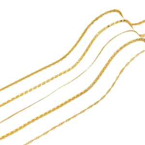Juego de cinco cadenas de collar doradas para DIY con varios patrones de tejido finos