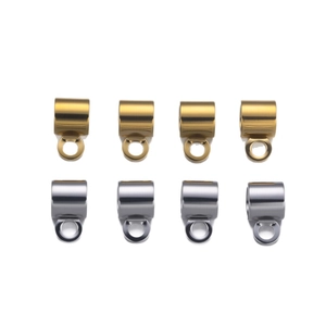 Stainless steel cylinder slider beads with hanging loop in gold and silver finish