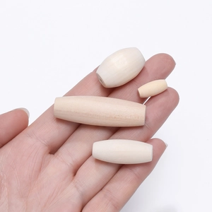 Oval natural wood beads in four sizes for DIY jewelry and crafts making