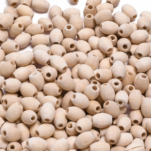 Natural oval wood beads with grain texture for DIY necklace and jewelry making