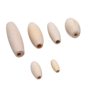 Natural unfinished wood beads in oval and cylinder shapes for DIY jewelry making