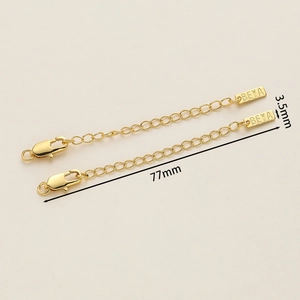 Detailed 77mm gold extension chain with lobster clasp and 3.5mm engraved logo tag