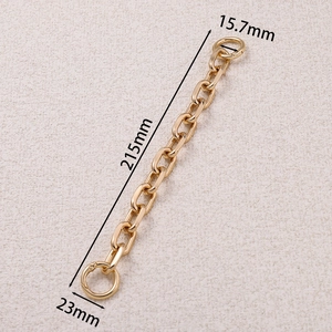Guide des dimensions de la chaîne de sac en métal doré avec boucles à ressort rondes