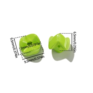 Polished green acrylic wave square beads for DIY phone chains 9.5mm x 6.5mm size