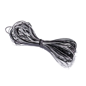 Macro shot of 1mm multi-color braided polyester cord for DIY jewelry and necklaces
