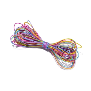 Macro shot of 1mm multi-color braided polyester cord for DIY bracelet making