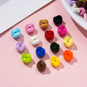 Colorful glossy DIY square spacer beads with center holes for handmade jewelry making