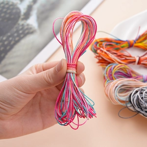 Macro shot of 1mm colorful waxed polyester thread for DIY jewelry making and weaving