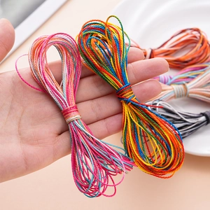 Colorful 1mm braided wax cord for DIY jewelry making, mixed gradient polyester thread