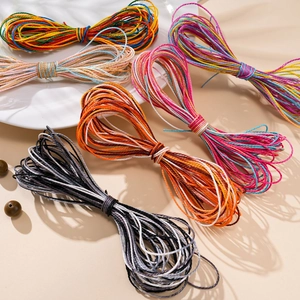 Five bundles of 1mm colorful waxed polyester cords for DIY jewelry weaving and crafts